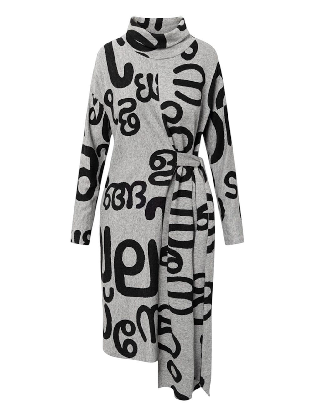 NWT ELSEWHERE Jucas Asymmetrical Malayalam  Midi Dress In Anthracite Gray Sz M